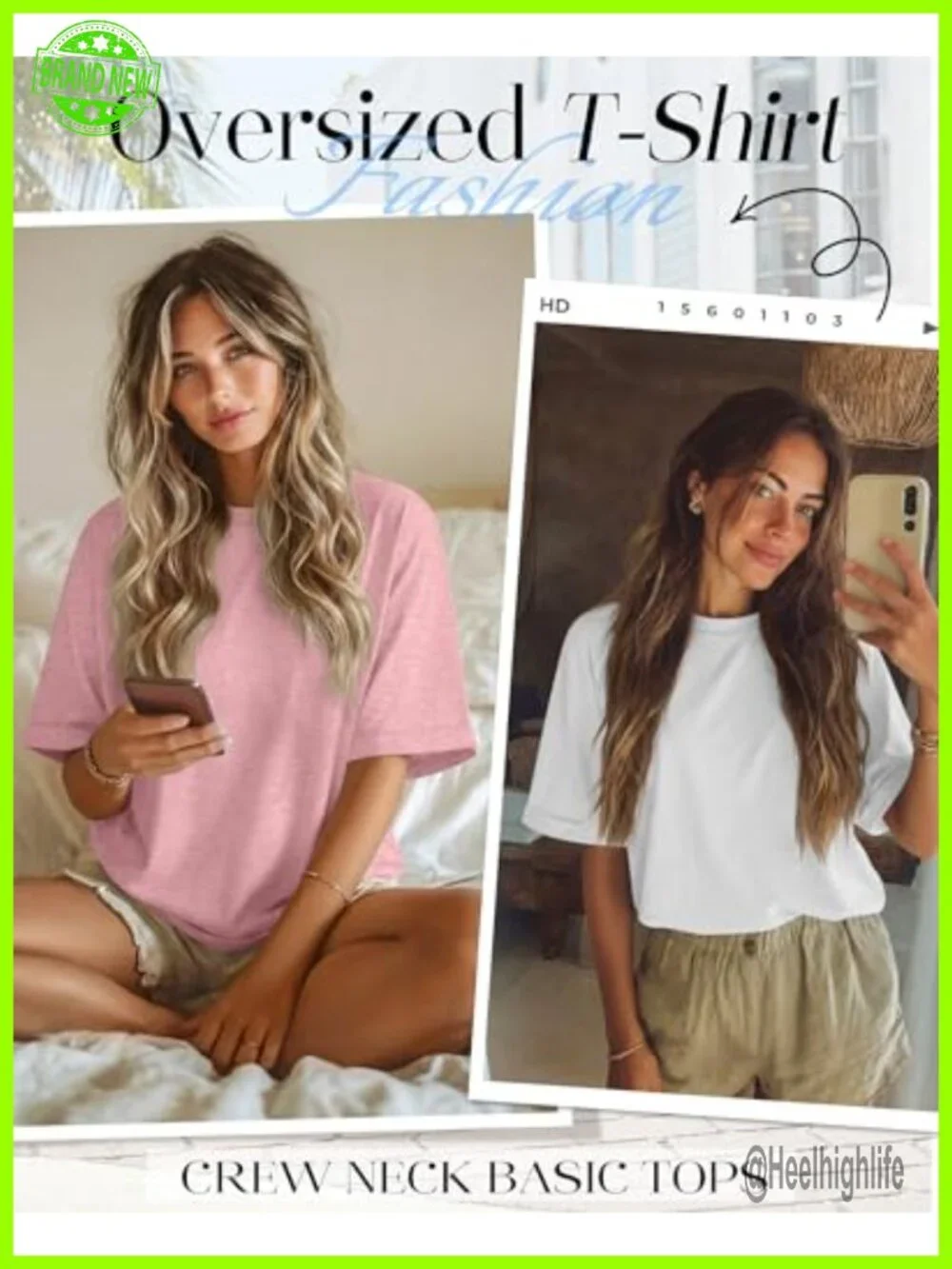 Oversized T-Shirts 3 Pack Dolman Drop Sleeve Soft Stretch Crew Neck Tee
